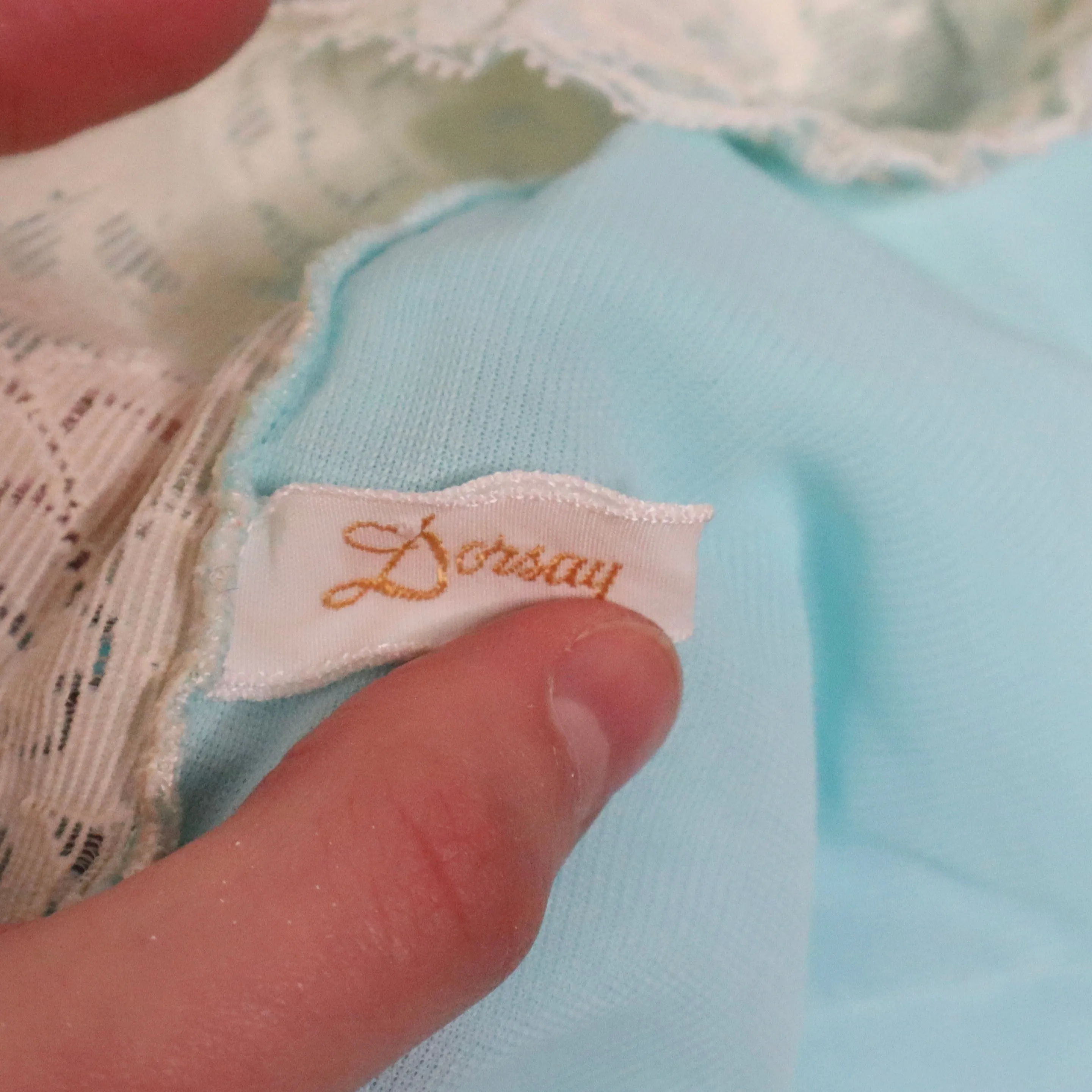 60s Aqua Mini Babydoll Nightgown (S)