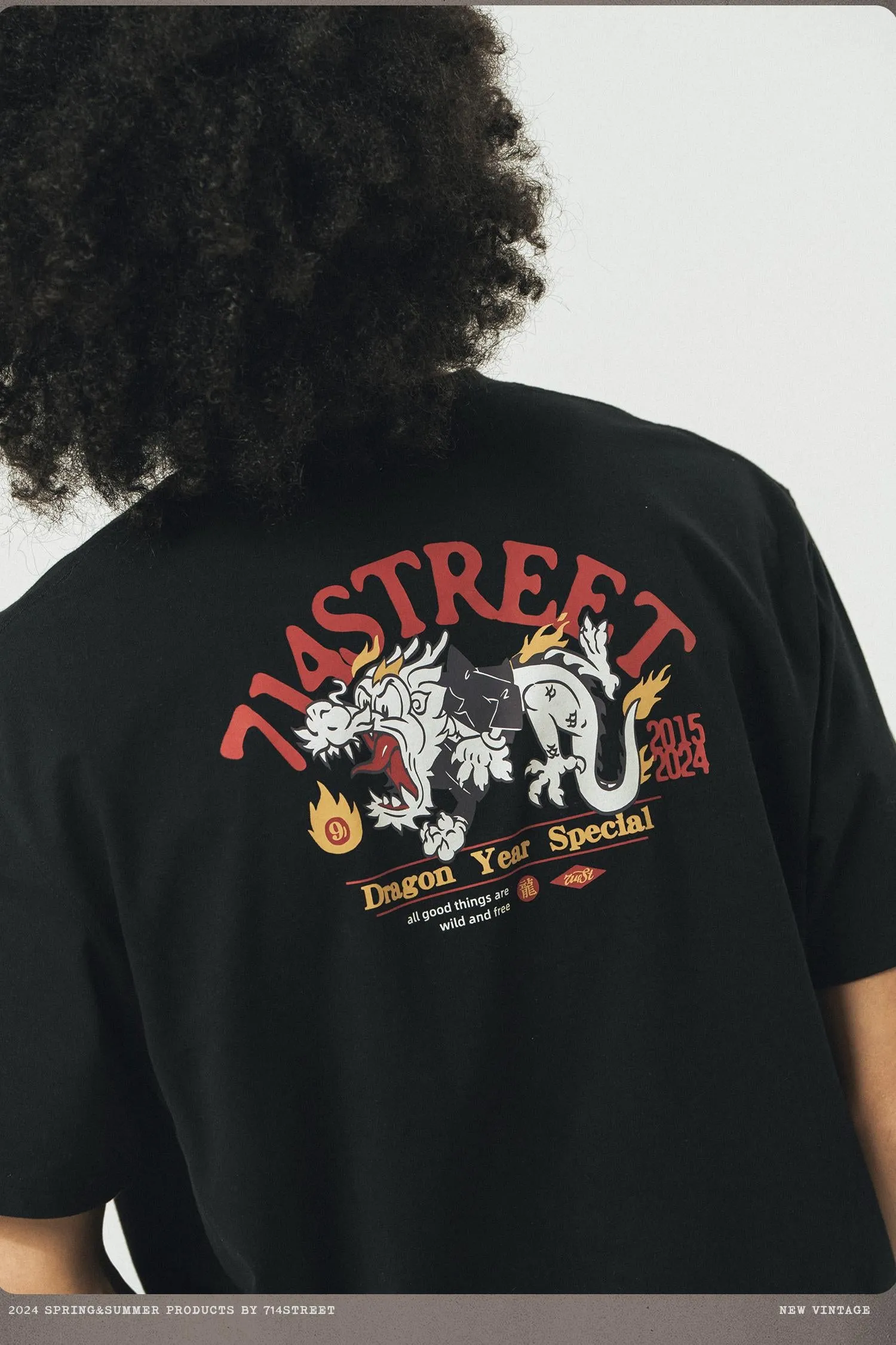 714STREET バックプリントドラゴンT 714ST035