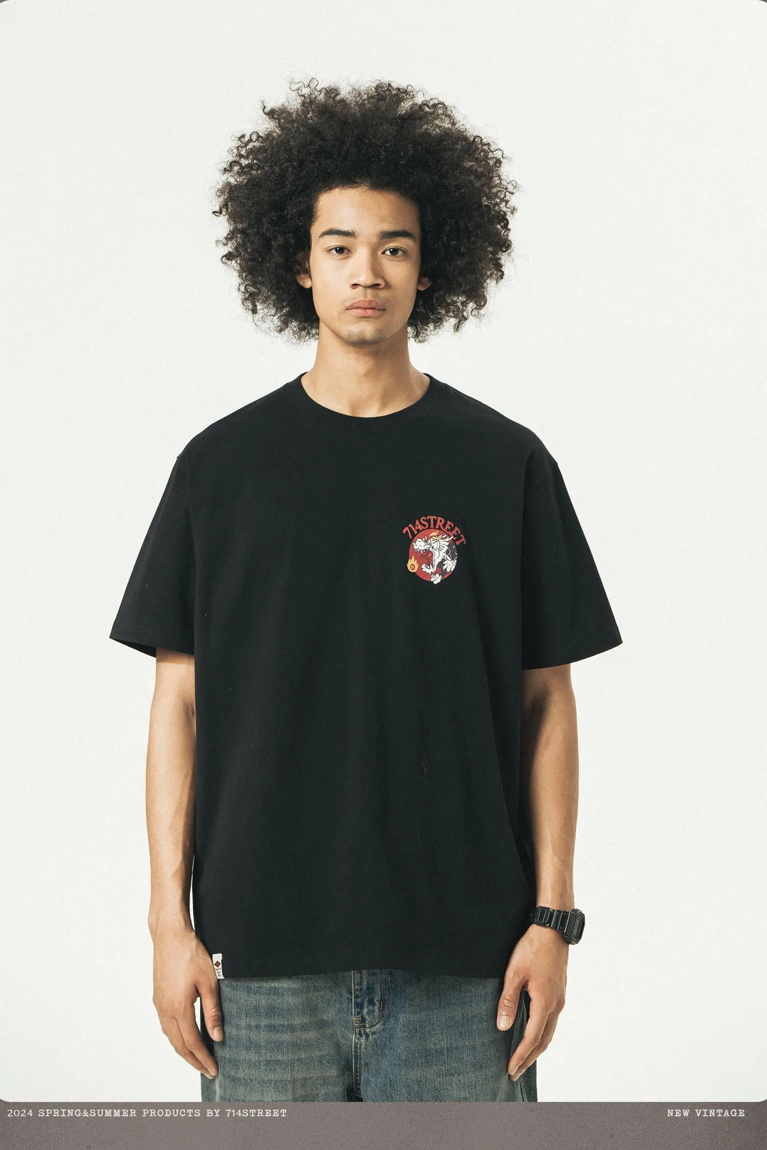 714STREET バックプリントドラゴンT 714ST035