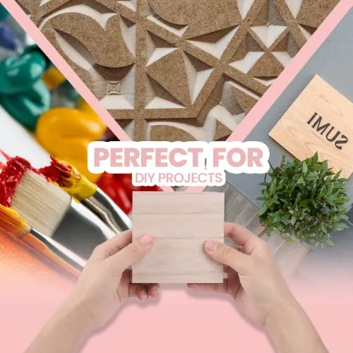 (8-Pack) - 4” x 4” Wooden Blocks for Crafts - 1-Inch Thick Square MDF Blocks - Smooth Surface with Wood Grain Pattern - Highly Customizable Blank