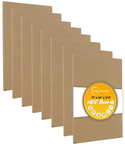 (8-Pack) CalPalmy 11” x 14” MDF Boards - 1/4” Thick Boards for Carpentry, Interior Design, Hobby Crafts, and More - with Smooth, Unfinished Sides and