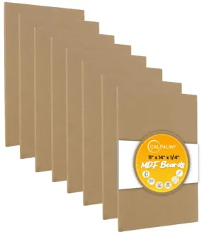 (8-Pack) CalPalmy 11” x 14” MDF Boards - 1/4” Thick Boards for Carpentry, Interior Design, Hobby Crafts, and More - with Smooth, Unfinished Sides and