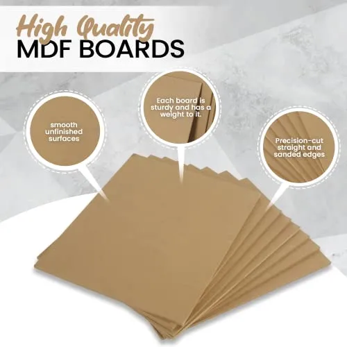 (8-Pack) CalPalmy 11” x 14” MDF Boards - 1/4” Thick Boards for Carpentry, Interior Design, Hobby Crafts, and More - with Smooth, Unfinished Sides and
