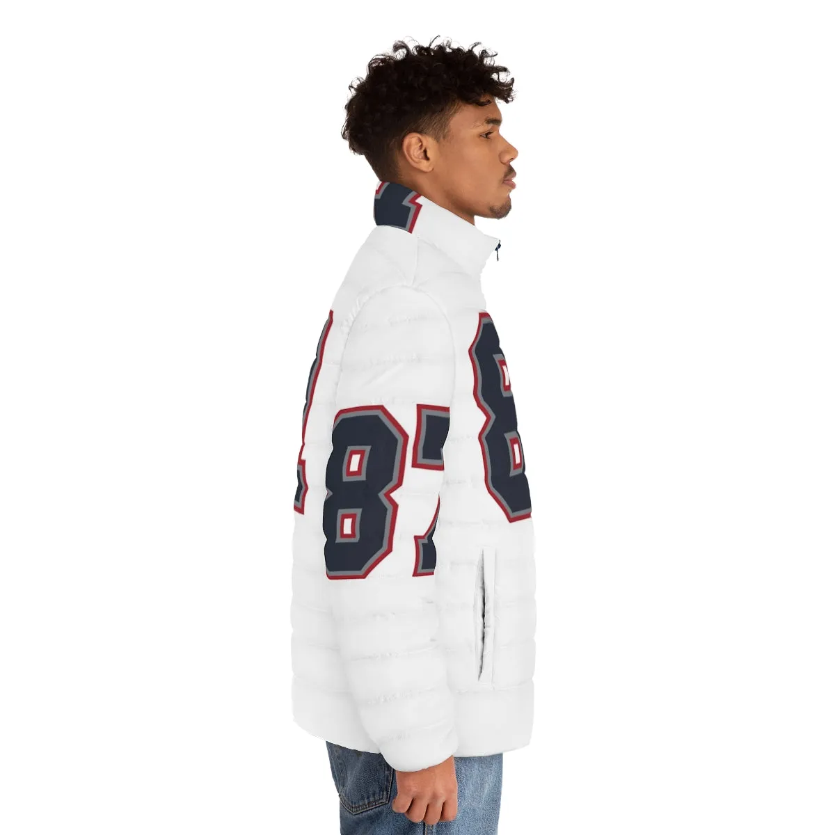 87 Navy Grey Red Sports Number Puffer Jacket