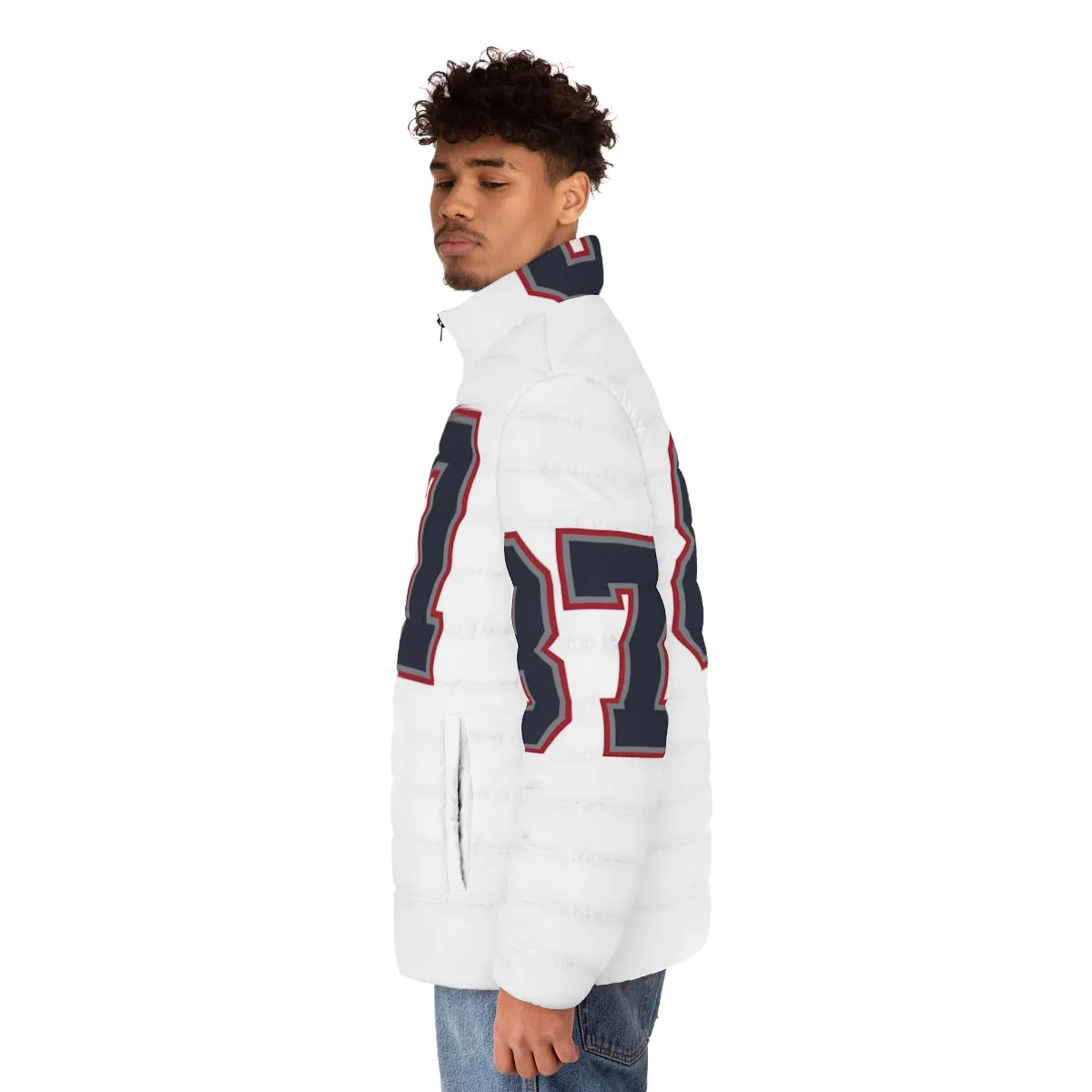 87 Navy Grey Red Sports Number Puffer Jacket