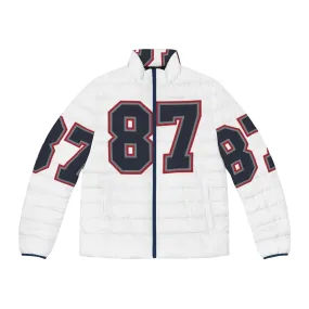 87 Navy Grey Red Sports Number Puffer Jacket
