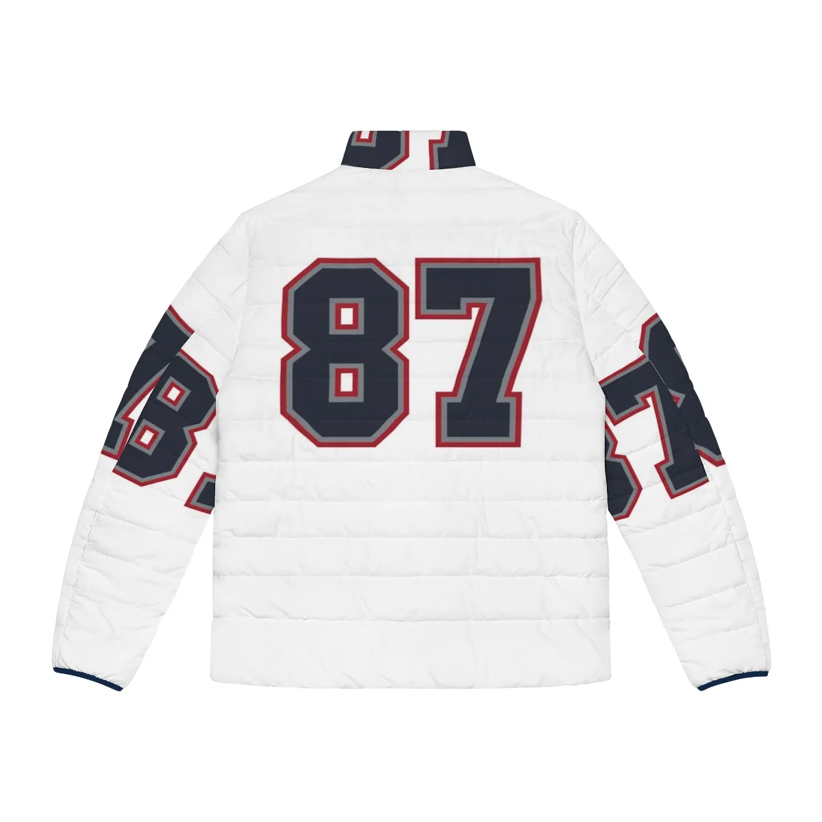87 Navy Grey Red Sports Number Puffer Jacket