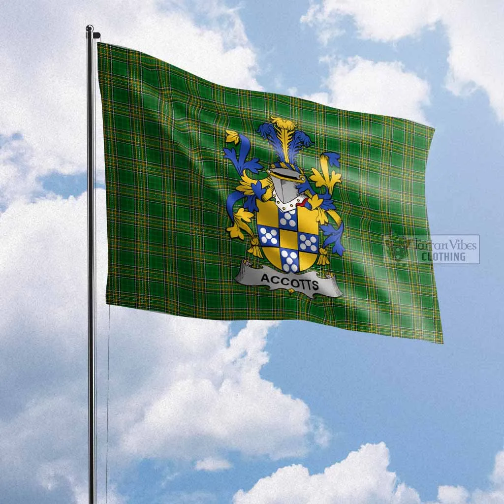 Accotts Irish Clan Flag with Coat of Arms