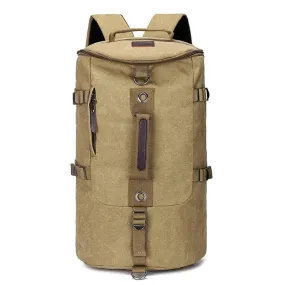 Adventure-Ready Men's Canvas Rucksack Duffle Bag with Shoulder Strap