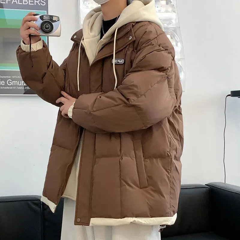 Aidase Winter Jacket Men Warm Fashion Thicken Jackets Men Streetwear Korean Loose Short Coat Mens Thick Hooded Jacket Male Clothes