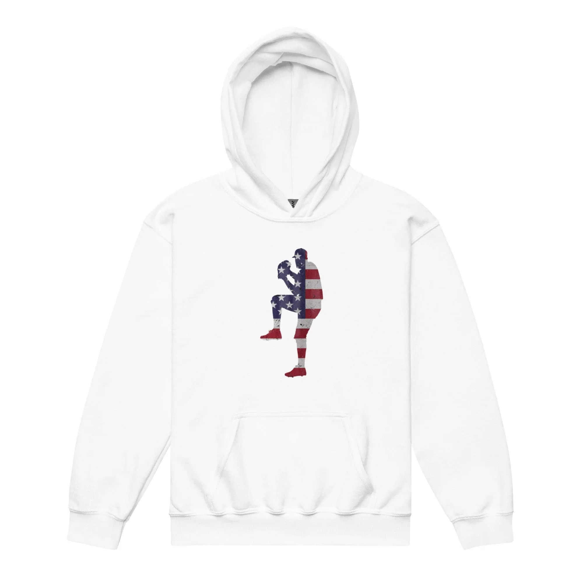 American Flag Baseball Pitcher - Youth Hoodie