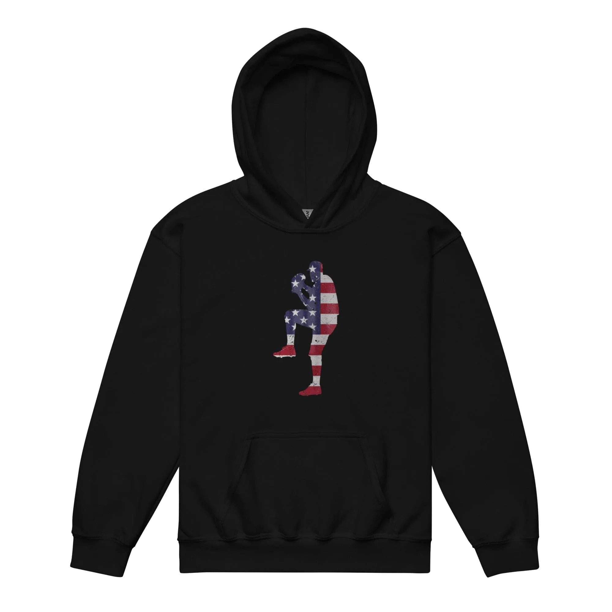 American Flag Baseball Pitcher - Youth Hoodie