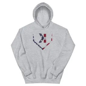 American Flag Home Plate Distressed - Adult Hoodie