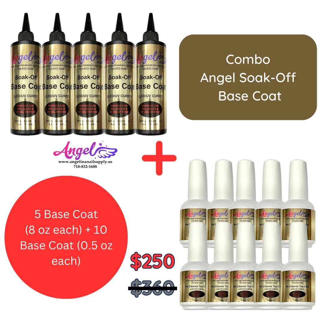 Angel Soak-off Base (Combo 5 bottles 8oz each   10 bottles 0.5oz each)