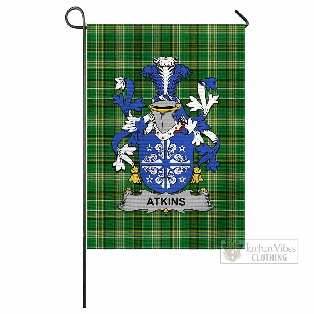 Atkins Irish Clan Flag with Coat of Arms