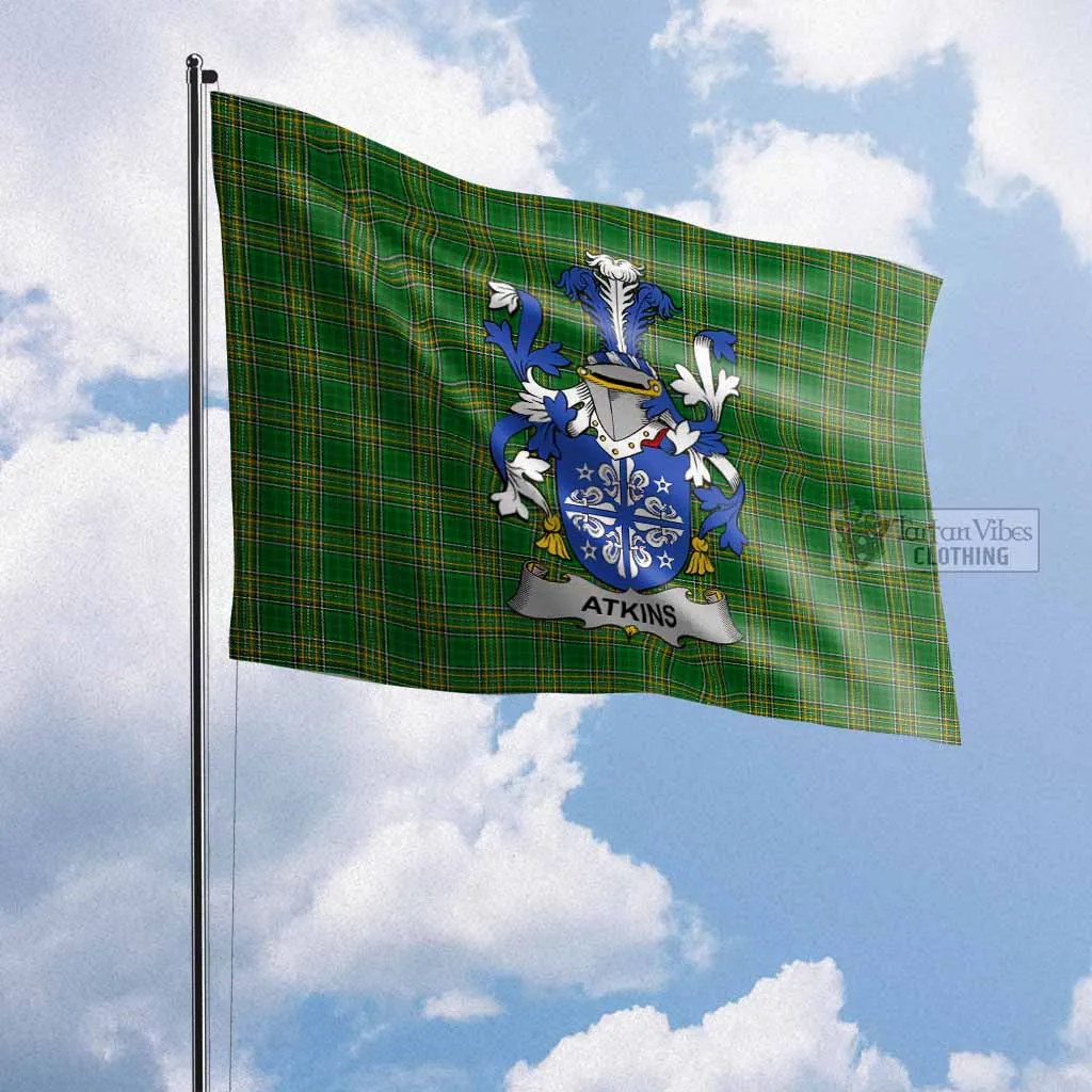 Atkins Irish Clan Flag with Coat of Arms