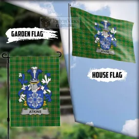 Atkins Irish Clan Flag with Coat of Arms