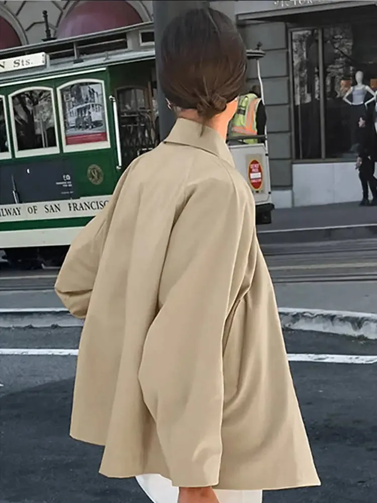 Back To School Joskaa Long Sleeved Single Breasted Lapel Casual Coat Solid Color Pocket Long Sleeved Women's Short Windbreaker Autumn Lady Streetwear
