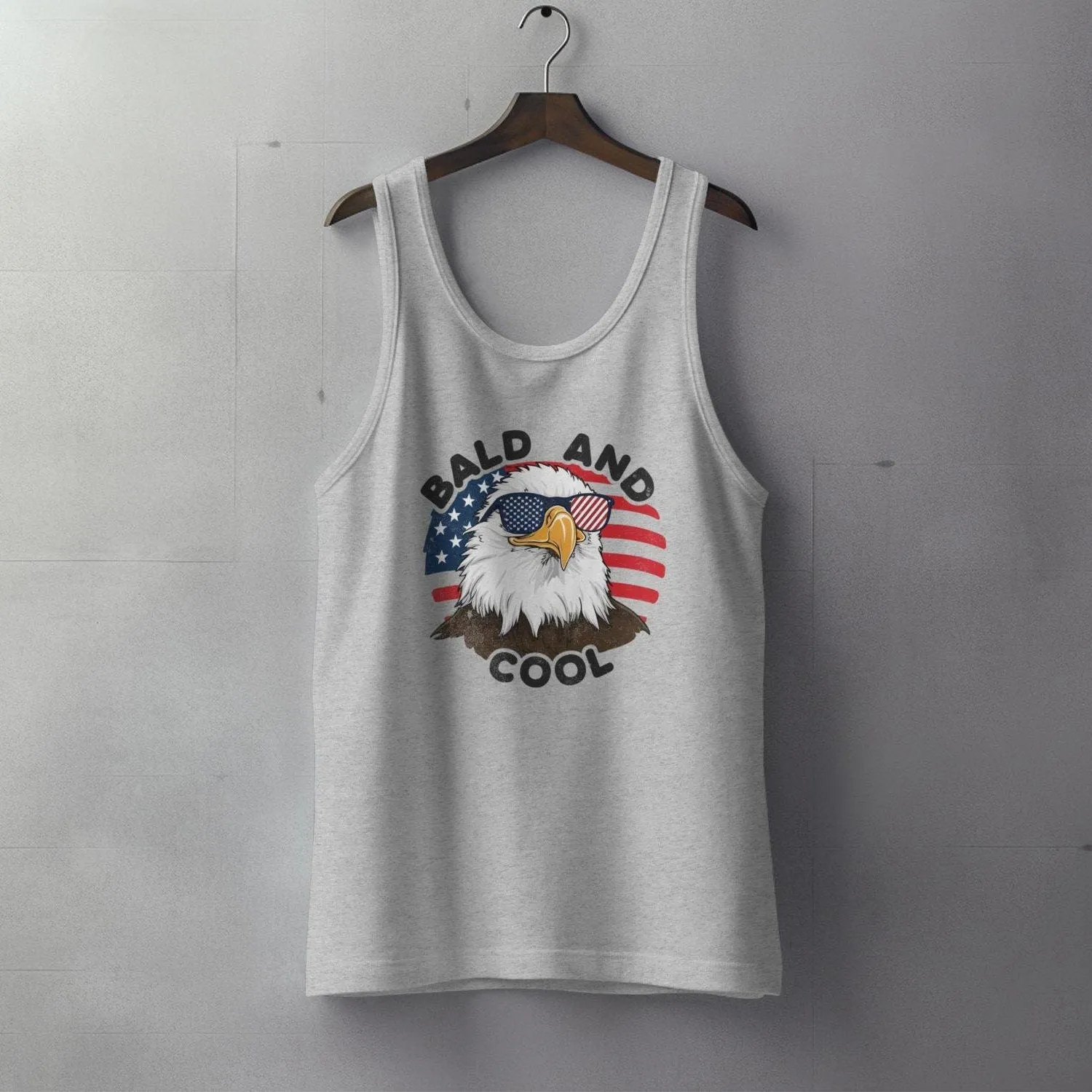 Bald And Cool Patriotic Eagle T-Shirt, American Eagle Graphic Tee, USA Flag Sunglasses Shirt, Fourth Of July Shirt, Bald Eagle Tank Top