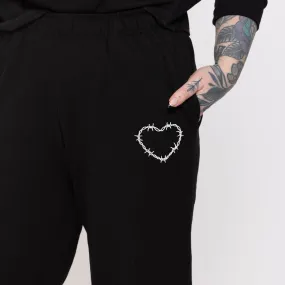 Barbed Wire Heart Embroidered Joggers (Unisex)