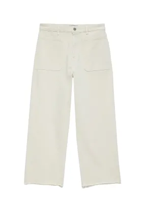 Beige Crop Wide Jeans