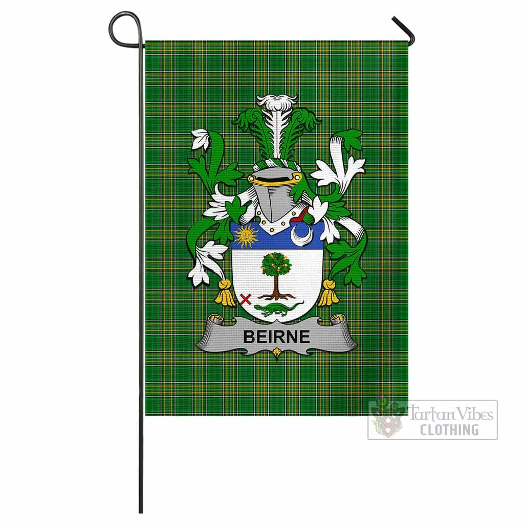 Beirne Irish Clan Flag with Coat of Arms