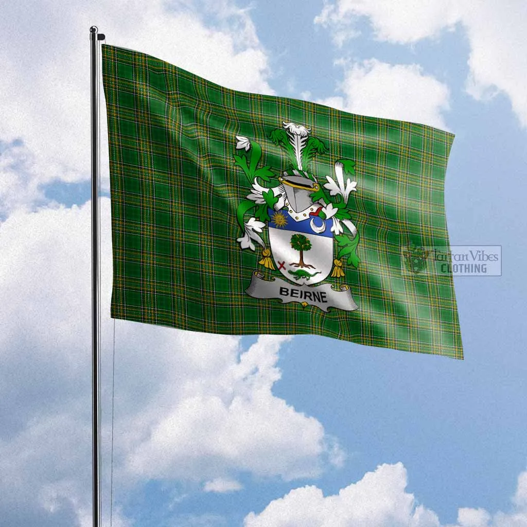Beirne Irish Clan Flag with Coat of Arms