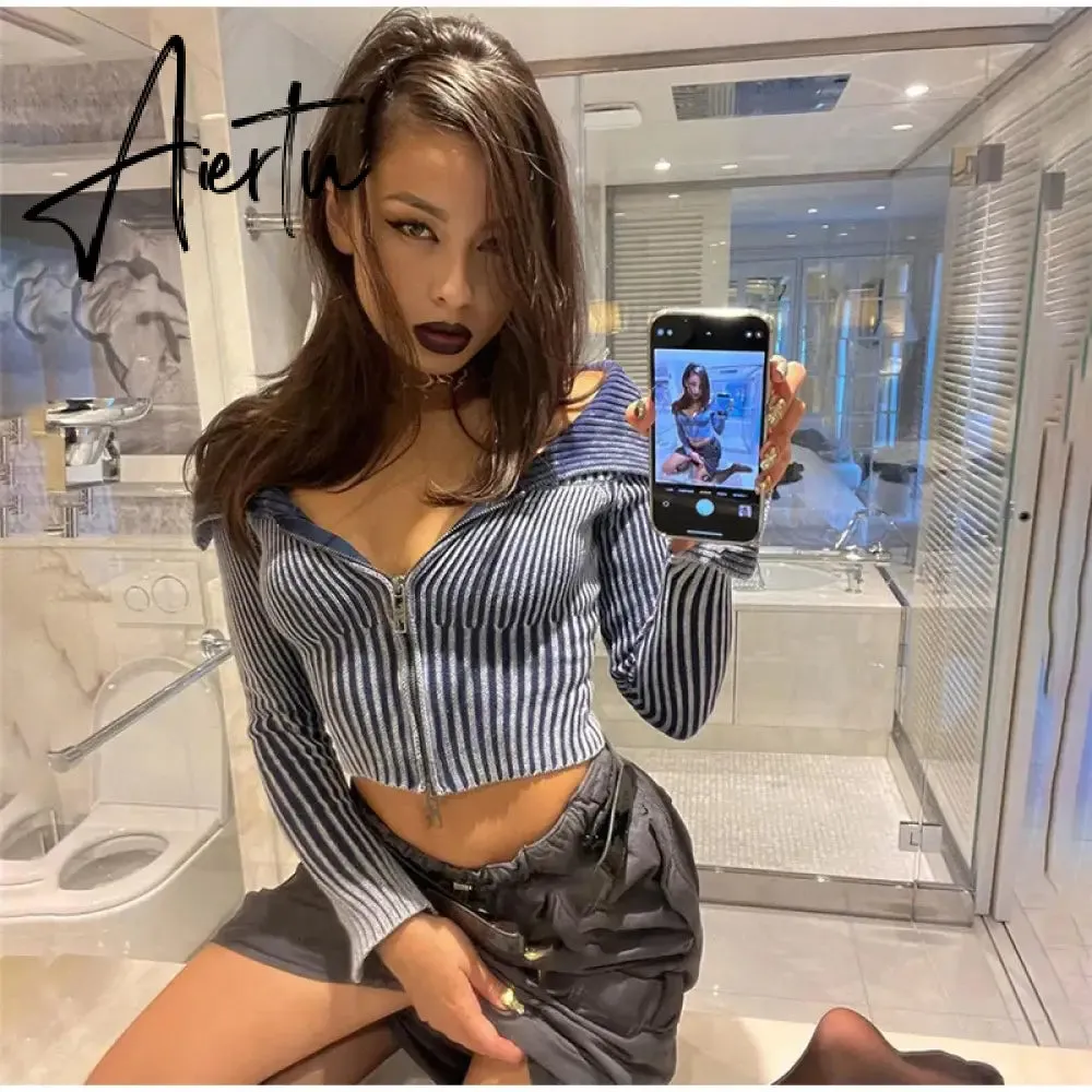 Black Friday Sexy Slim Fit Midriff-baring Spliced Coat For Women Fashion Golilla Round Neck Short Cardigan Elegant Lady High Streetwear