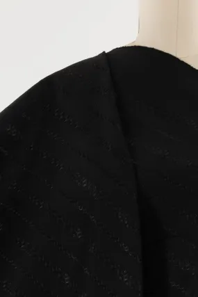 Black Garlands Embroidered Stretch Cotton Woven