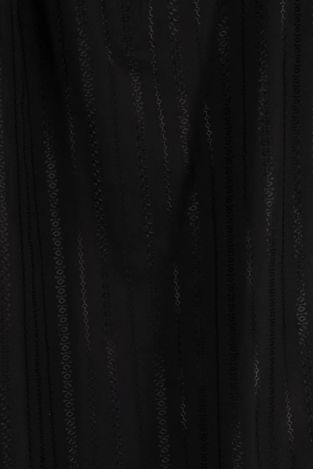 Black Garlands Embroidered Stretch Cotton Woven