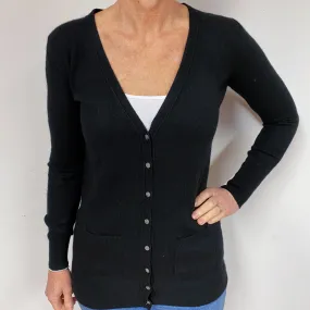Black Longline Cashmere V-Neck Cardigan Medium