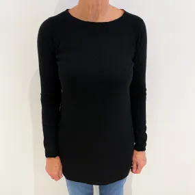 Black Orange Stripe Cashmere Crew Neck Jumper Medium