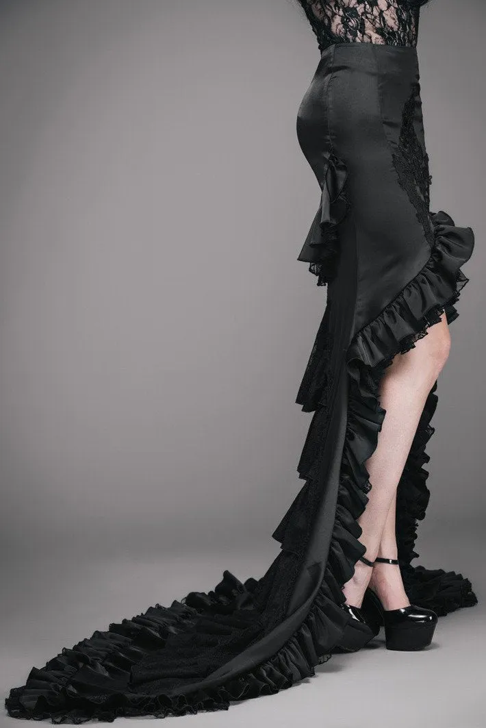Black Ruffle-Tiered Maxi Skirt