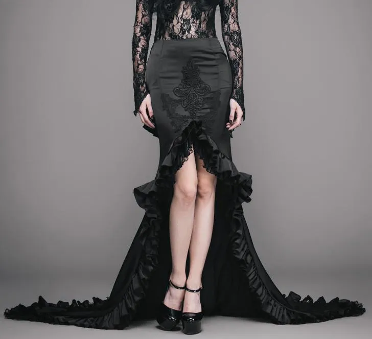 Black Ruffle-Tiered Maxi Skirt