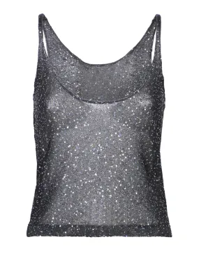 Black Sequined Knit Top