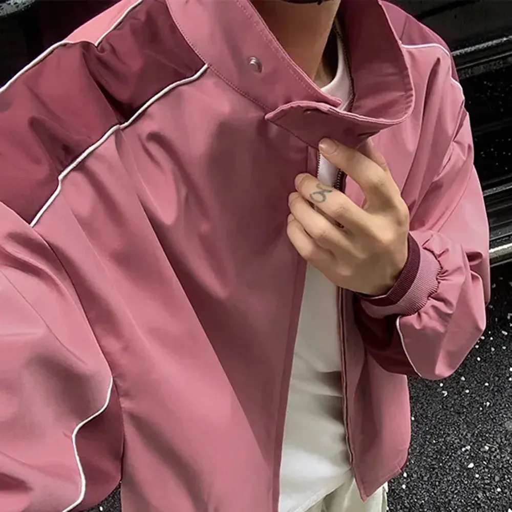 Bonsir Mens Baseball Jacket Patchwork Contrast Color Jacket Autumn Streetwear Thin Casual Button Collar Long Sleeve Coat Men'S Clothing