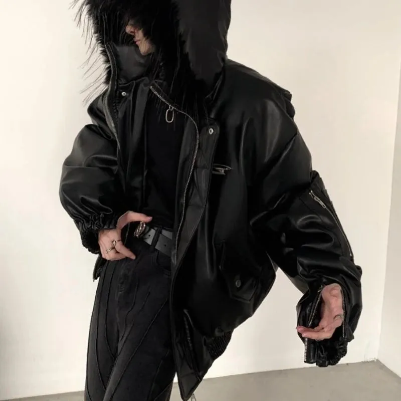 Bonsir Men's Cotton Coat Hoodie Design Thick Autumn Winter Darkwear Long Sleeve With Hat Male Tops Streetwear