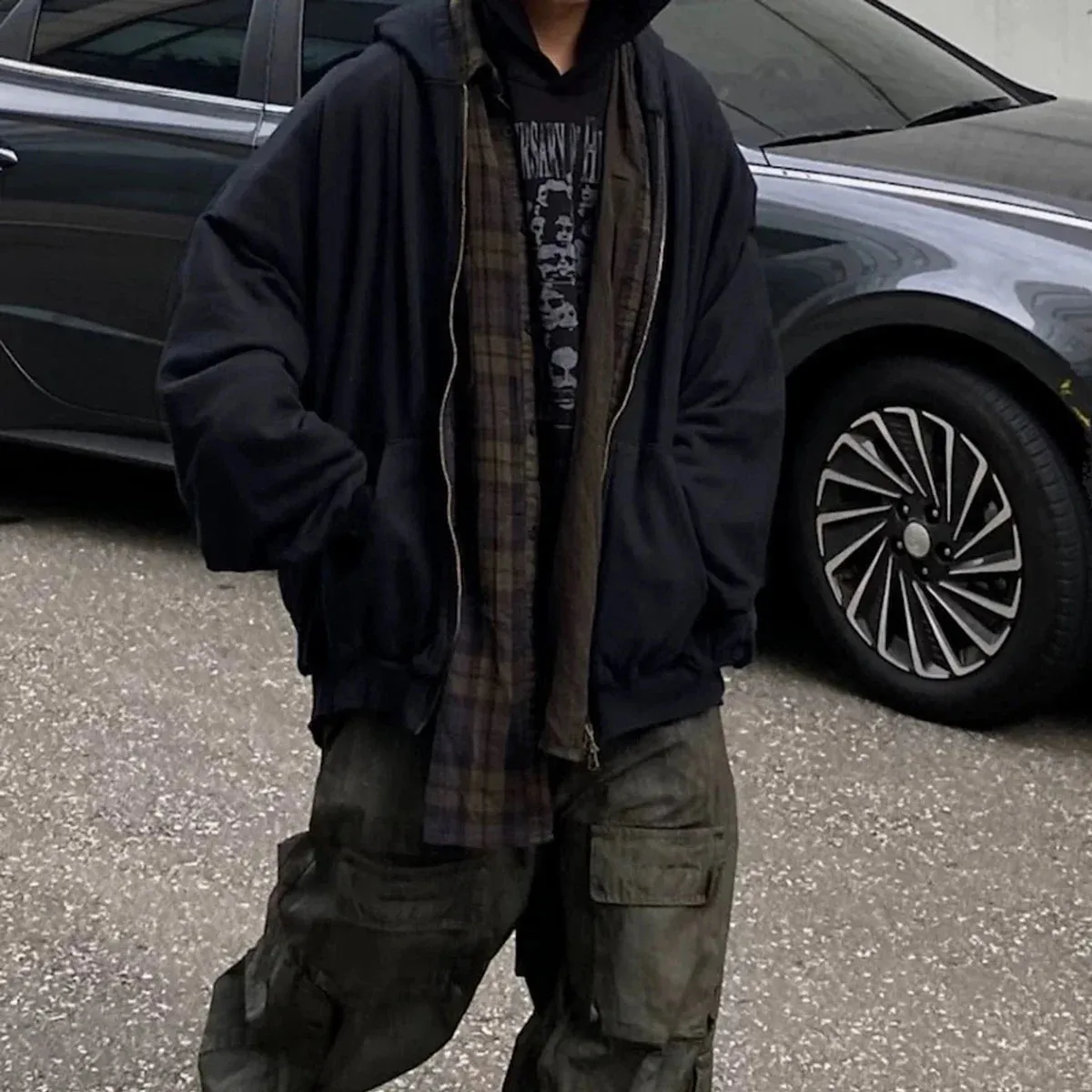 Bonsir Streetwear Contrast Color Fake Two Pieces Shirts Jacket for Men and Women Patchwork Loose Casual Windbreaker Hooded Coat