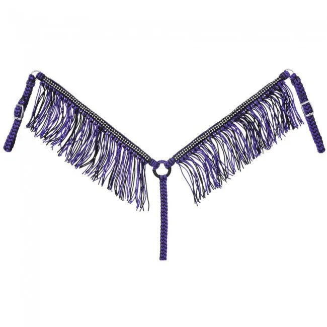 Braided Cord Breastcollar with Crystal Accents and Fringe 41-500