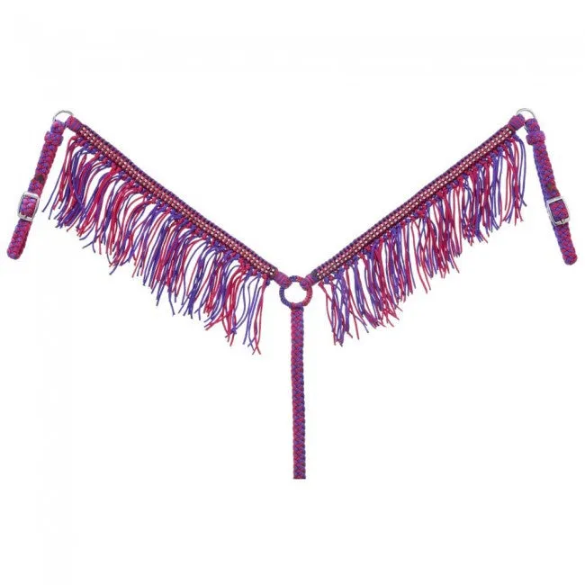 Braided Cord Breastcollar with Crystal Accents and Fringe 41-500