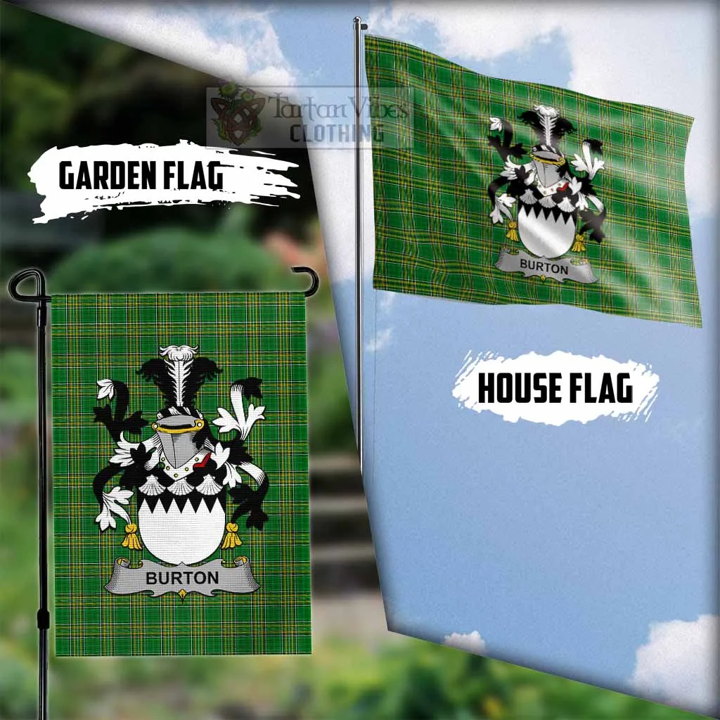 Burton Irish Clan Flag with Coat of Arms