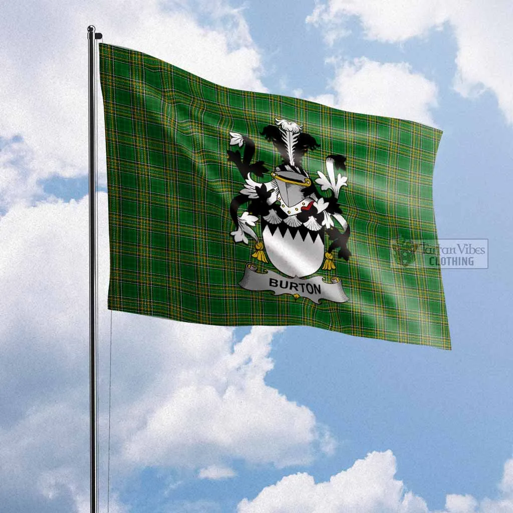 Burton Irish Clan Flag with Coat of Arms