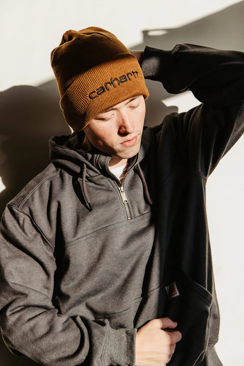Carhartt Knit Cuff Logo Beanie in Brown | 104068-211