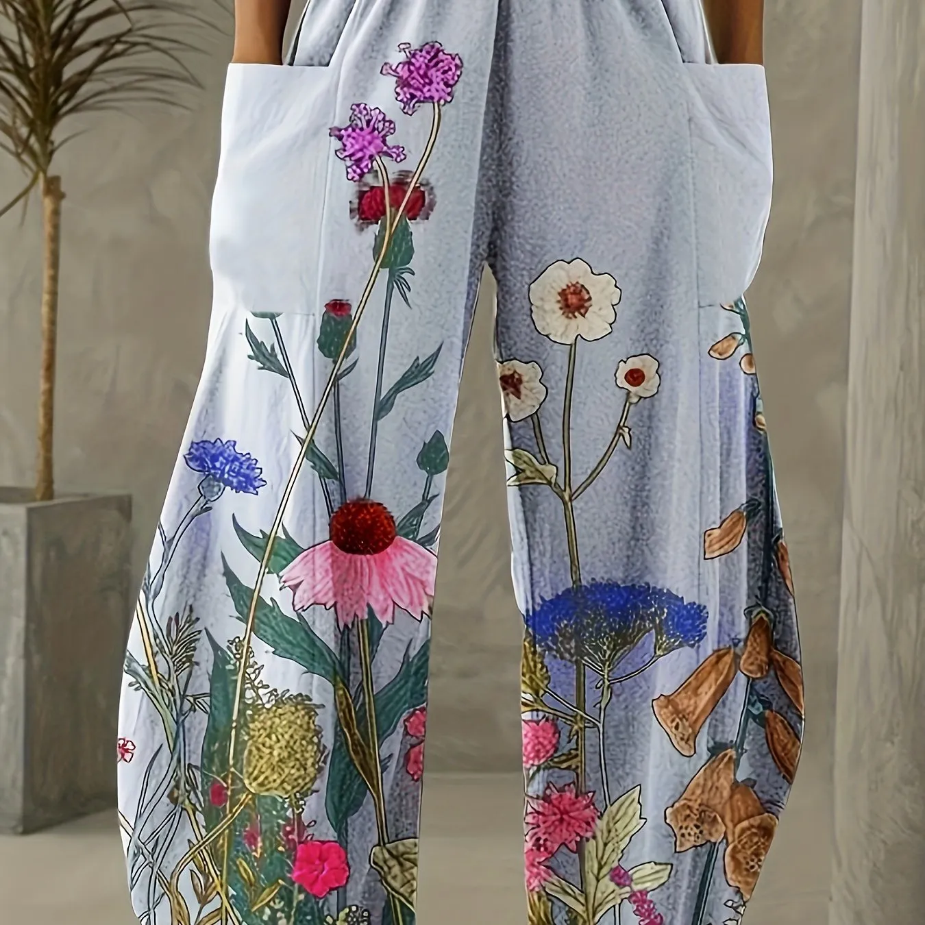 Christmas Snowflake Print Wide Leg Pants - Comfortable, Casual, Everyday Wear for Women, Festive Holiday Clothing, Relaxed Fit, Stylish Bottoms