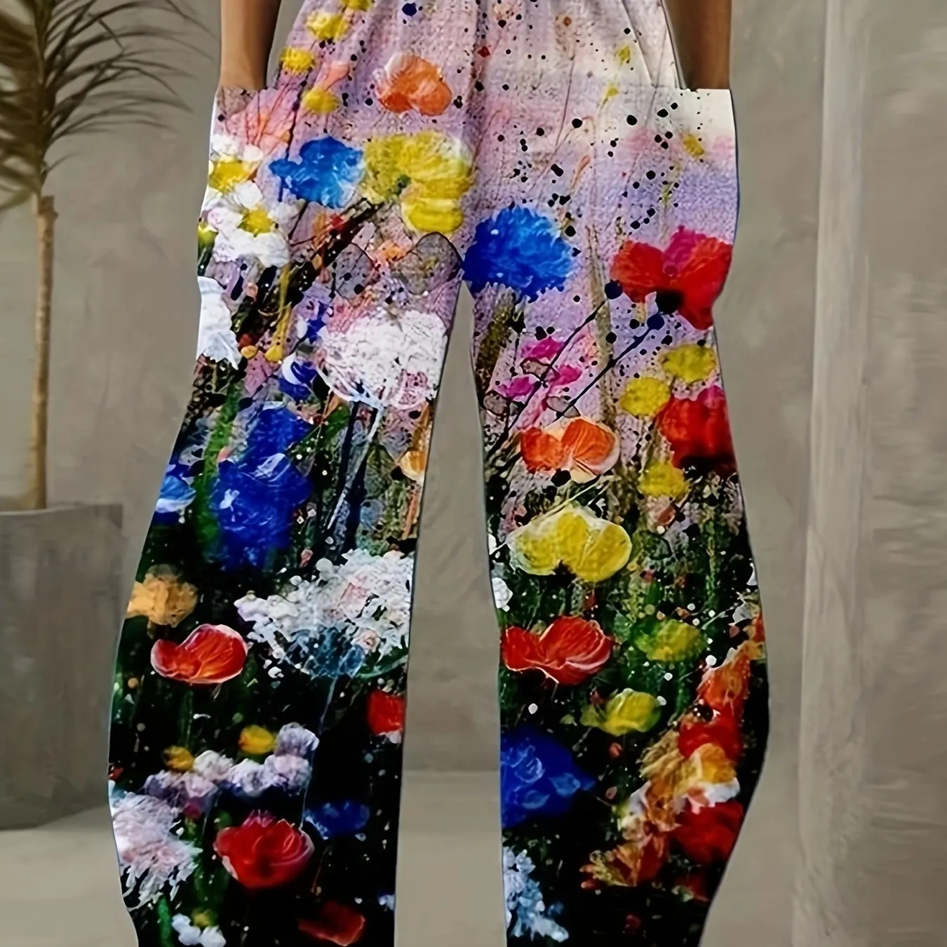 Christmas Snowflake Print Wide Leg Pants - Comfortable, Casual, Everyday Wear for Women, Festive Holiday Clothing, Relaxed Fit, Stylish Bottoms