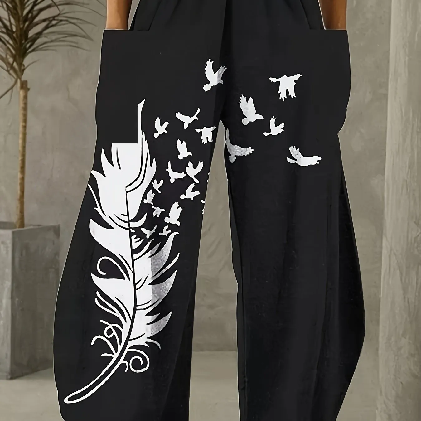 Christmas Snowflake Print Wide Leg Pants - Comfortable, Casual, Everyday Wear for Women, Festive Holiday Clothing, Relaxed Fit, Stylish Bottoms