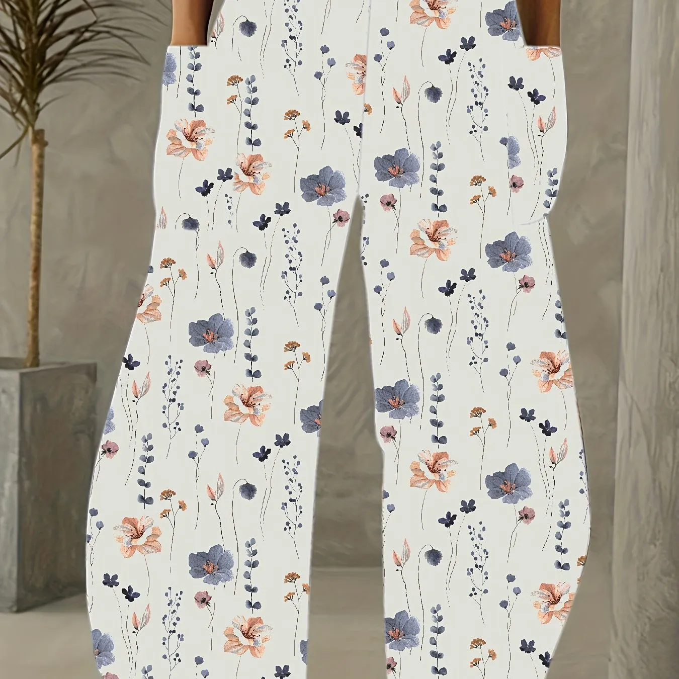 Christmas Snowflake Print Wide Leg Pants - Comfortable, Casual, Everyday Wear for Women, Festive Holiday Clothing, Relaxed Fit, Stylish Bottoms