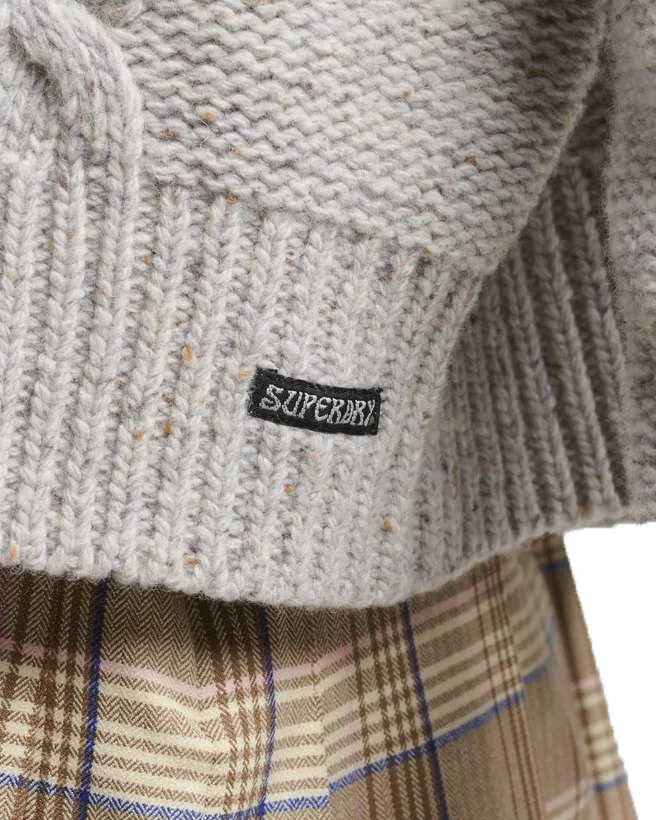 Chunky Cable Roll Neck Jumper in Off White