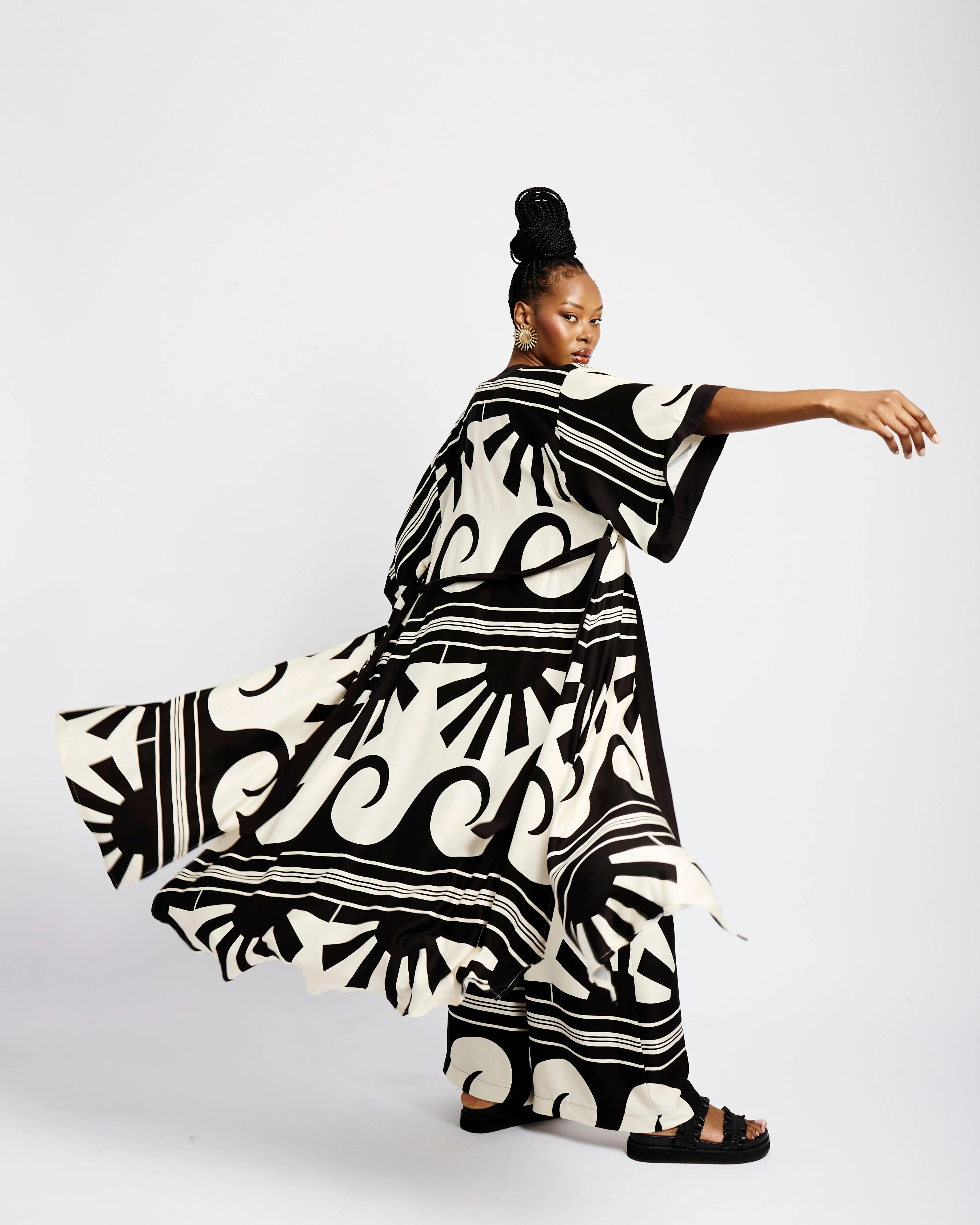 Contrast Edge Maxi Kimono