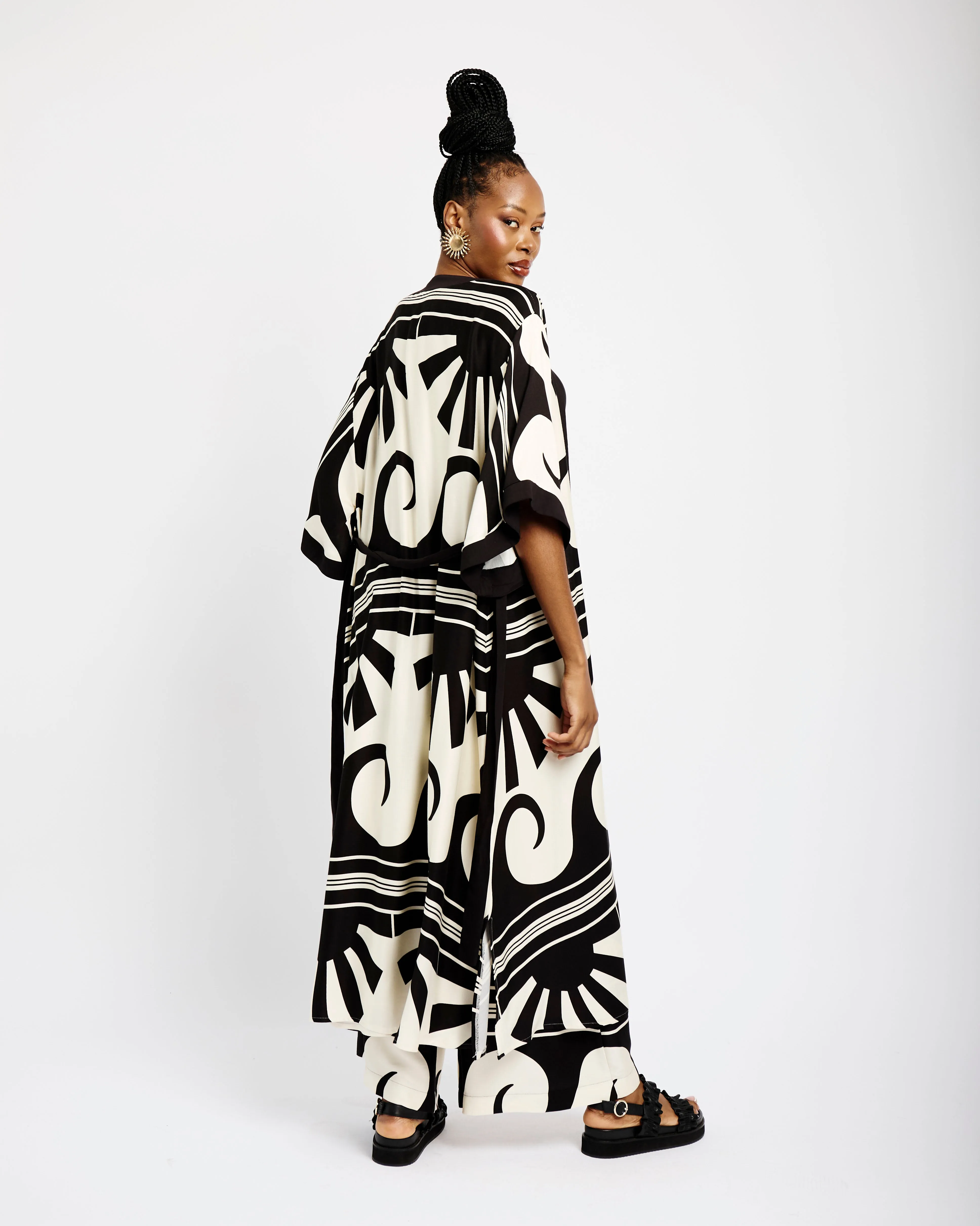 Contrast Edge Maxi Kimono